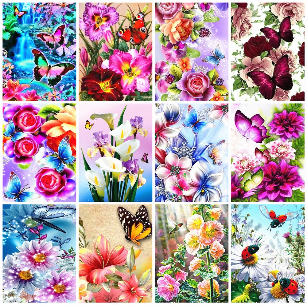 Huacan алмазная вышивка полная выкладка распродажа цветы картина стразами бабочка