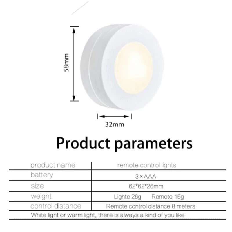 

1 Set Remote Controller LED Night Light Dimmable RGB Under Cabinet Light For Showcase
