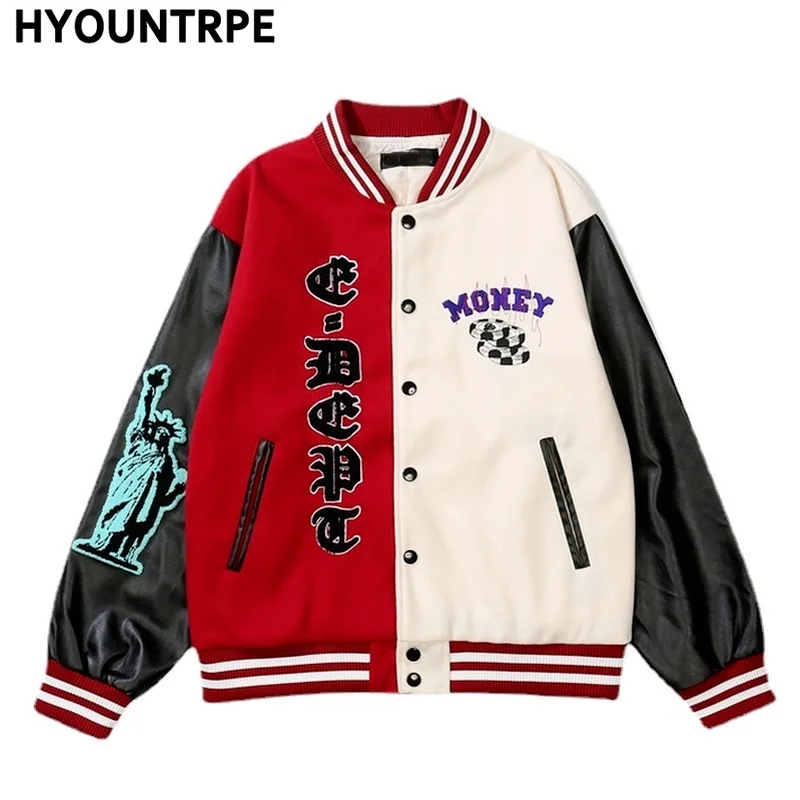 Бейсбольная куртка в стиле пэчворк для мужчин повседневная бомбер из