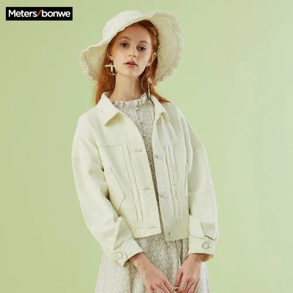 Женская короткая джинсовая куртка Metersbonwe Короткая свободная в стиле ретро
