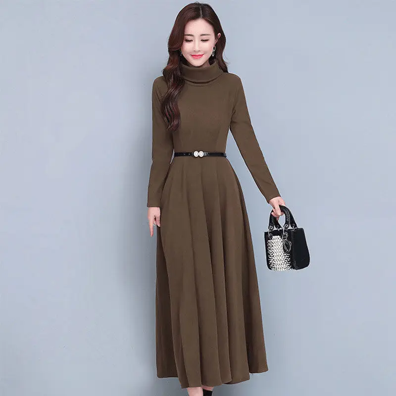 

plus size Casual Side Split Knitted Dress for Women Autumn Winter Dress Casual Loose Warm Sweater Vestidos Femme 2021