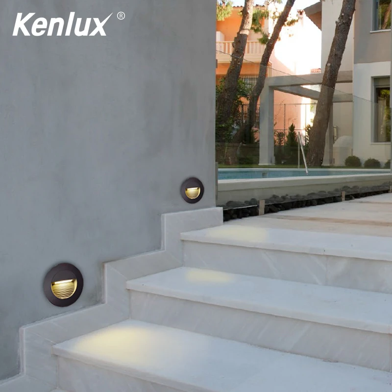 Kenlux круглая светодиодная подсветка для лестницы step light s 3W COB 85*85 мм AC85 265V Наружная