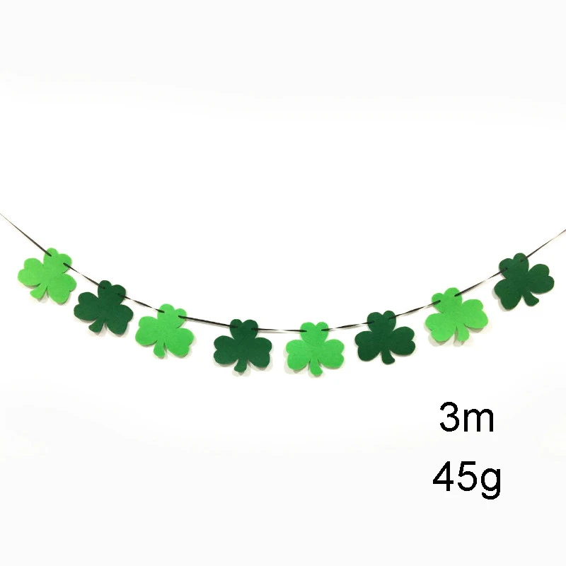 

ZLJQ St. Patrick's Day Party Balloon Paper Flower Decoration Green Lucky Four-Leaf Clover Hat Clover Pull Banner Set