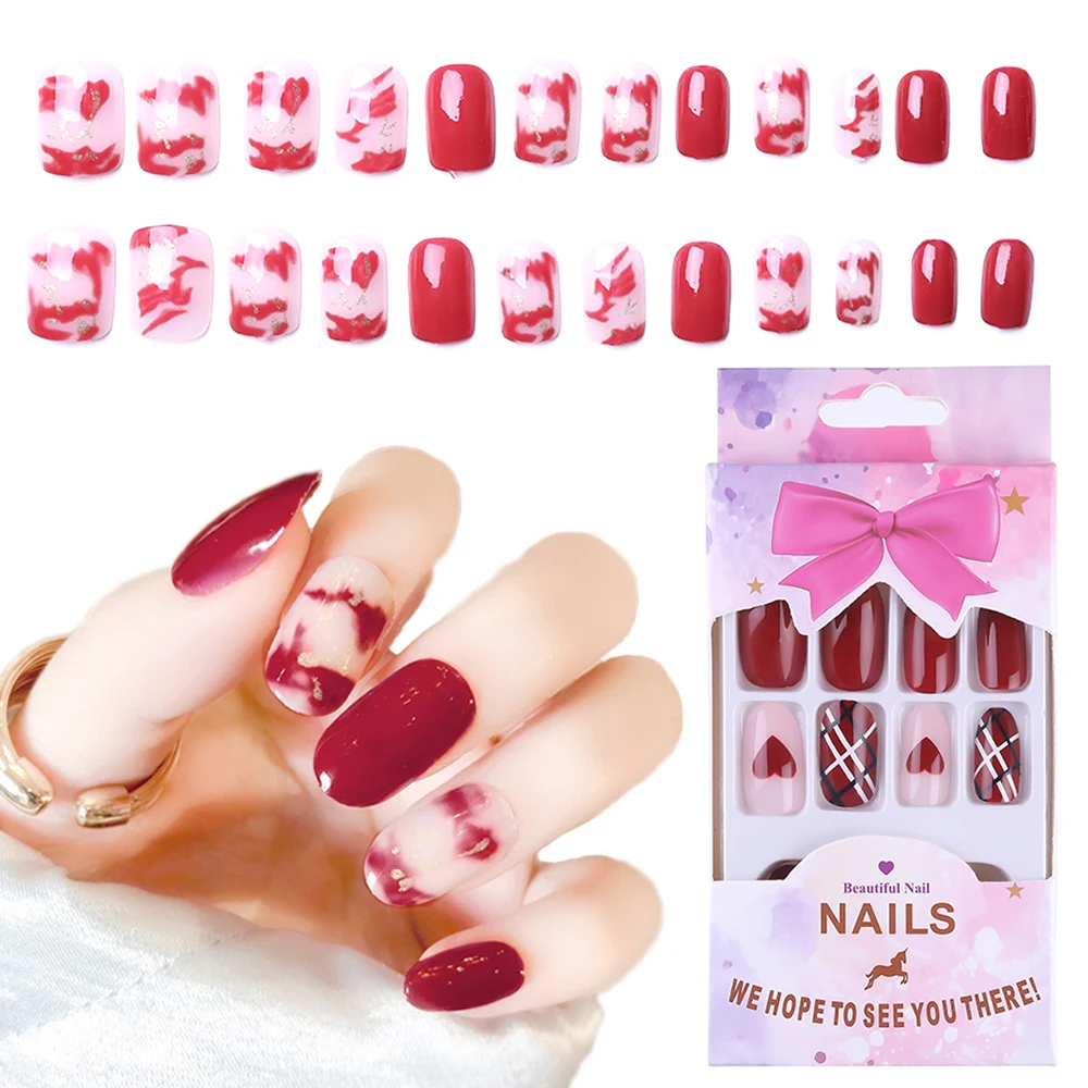 Красочные накладные ногти 24 шт./компл. полное покрытие Типсы для дизайна ногтей