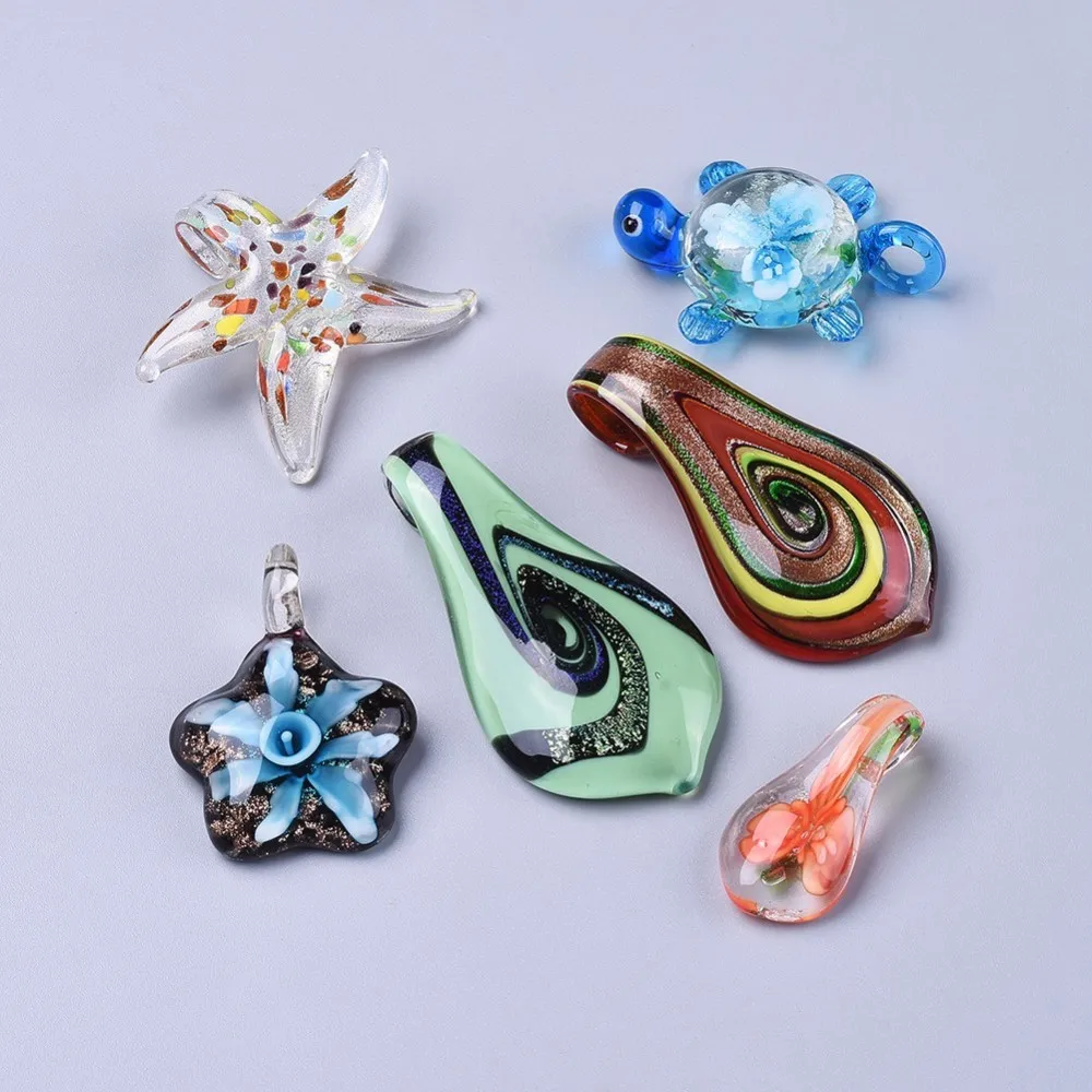 

about 5pcs/Bag Handmade Lampwork Pendants Mixed Shapes for Bracelet Necklace DIY Jewelry Making Decor Accessories Mix Color