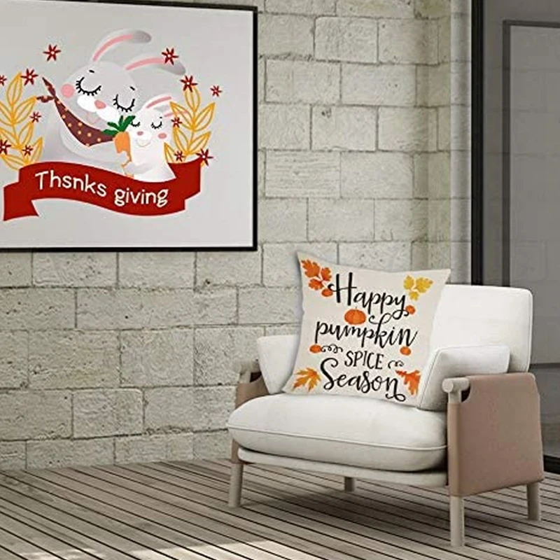

Thanksgiving Decorations, Thanksgiving Pillow Covers Fall Pumpkin Maple Leaves Pillow Covers for Sofa,Car,Bed Farmhouse