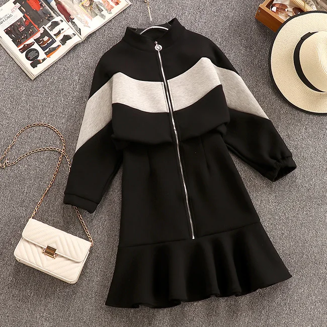 Просторное хлопковое лоскутное Цвет оборками Меховая куртка с застежкой-молнией