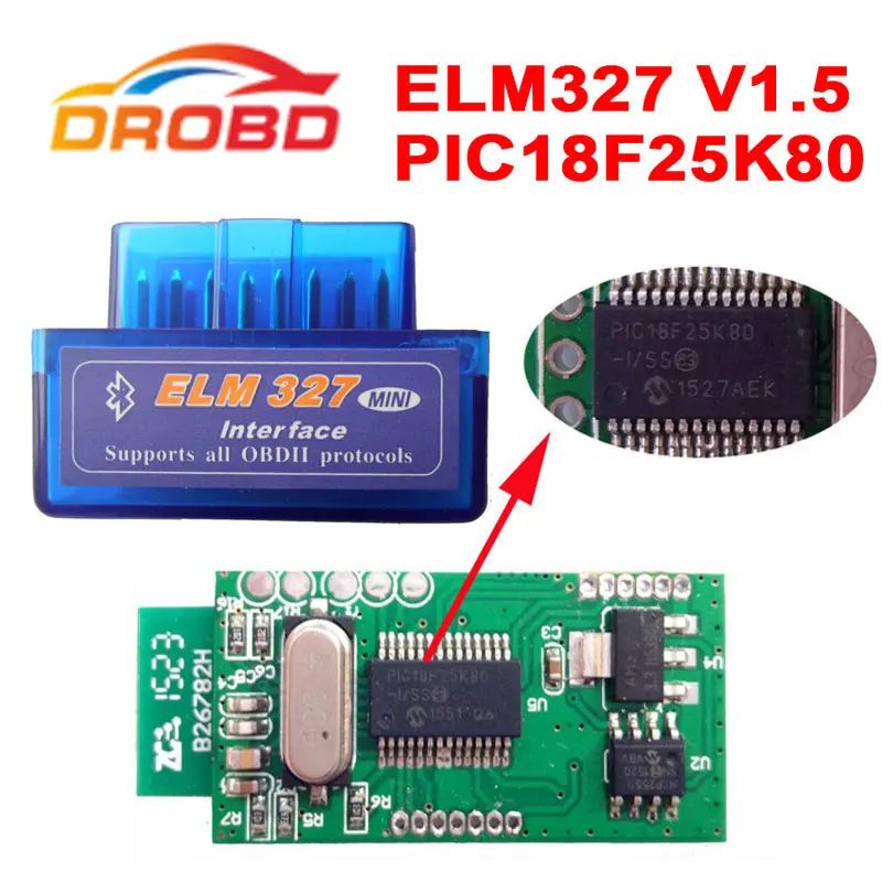 Диагностический инструмент код читателя ELM327 V1.5 Мини ELM 327 с PIC18F25K80 чип мини V 1.5
