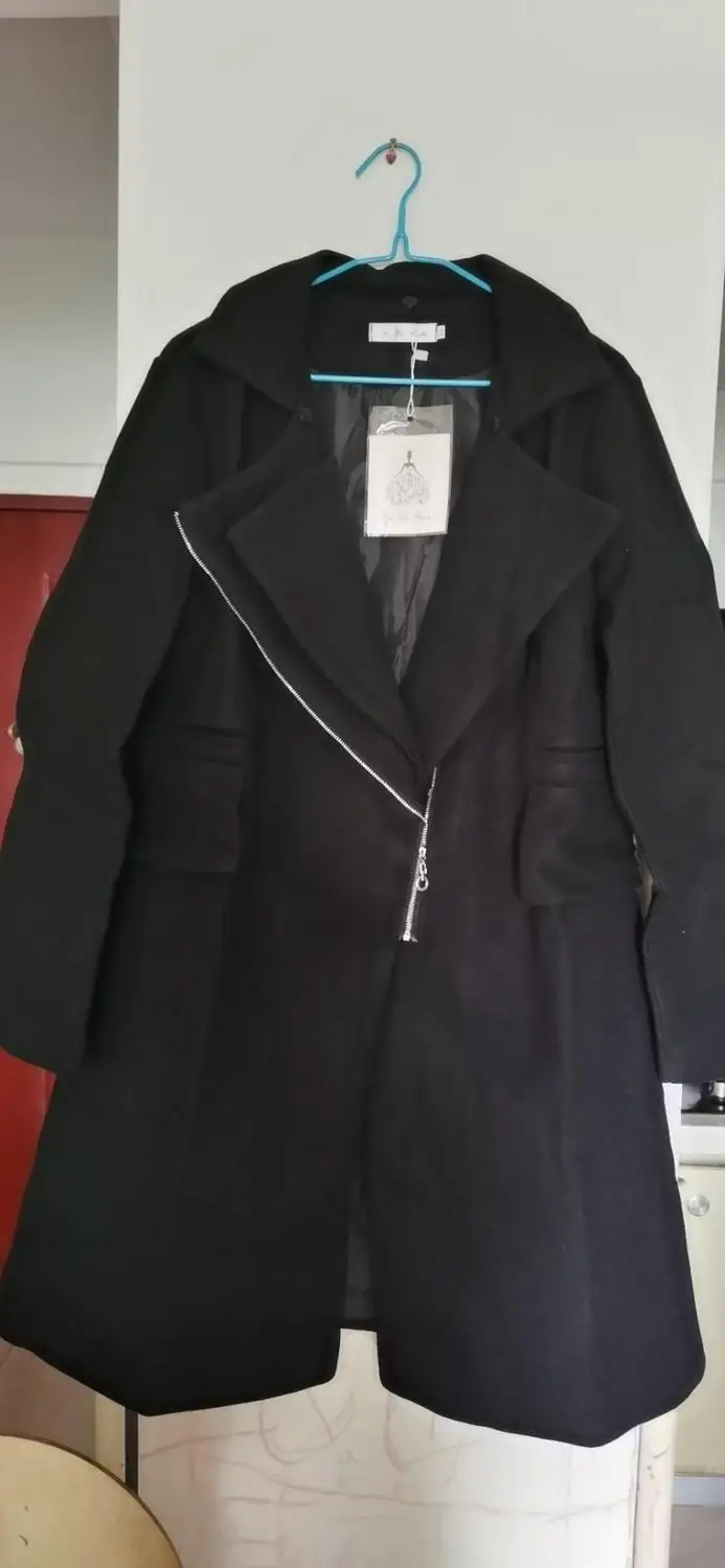 

2020 Women's Jacket New Woolen Coat Hot Sale Autumn Winter Imitation Fox Fur Collar Cashmere Coat Slim Large Size 4XL