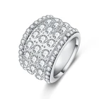 Модное Элегантное женское кольцо с сияющим серебристый цвет прозрачный кристаллом из фианита, ювелирные украшения для свадьбы, юбилея, вечеринки