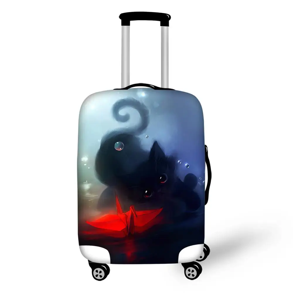 HaoYun Protective Suitcase Cover Fantasy Black Cats Pattern Elastic Dust-proof Luggage Cover Water-proof Luggage Accessories