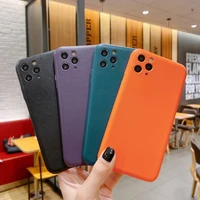 solid color leather phone case for iphone 11 pro x xs max xr 7 8 plus se 2020 new anti fall soft protective cover