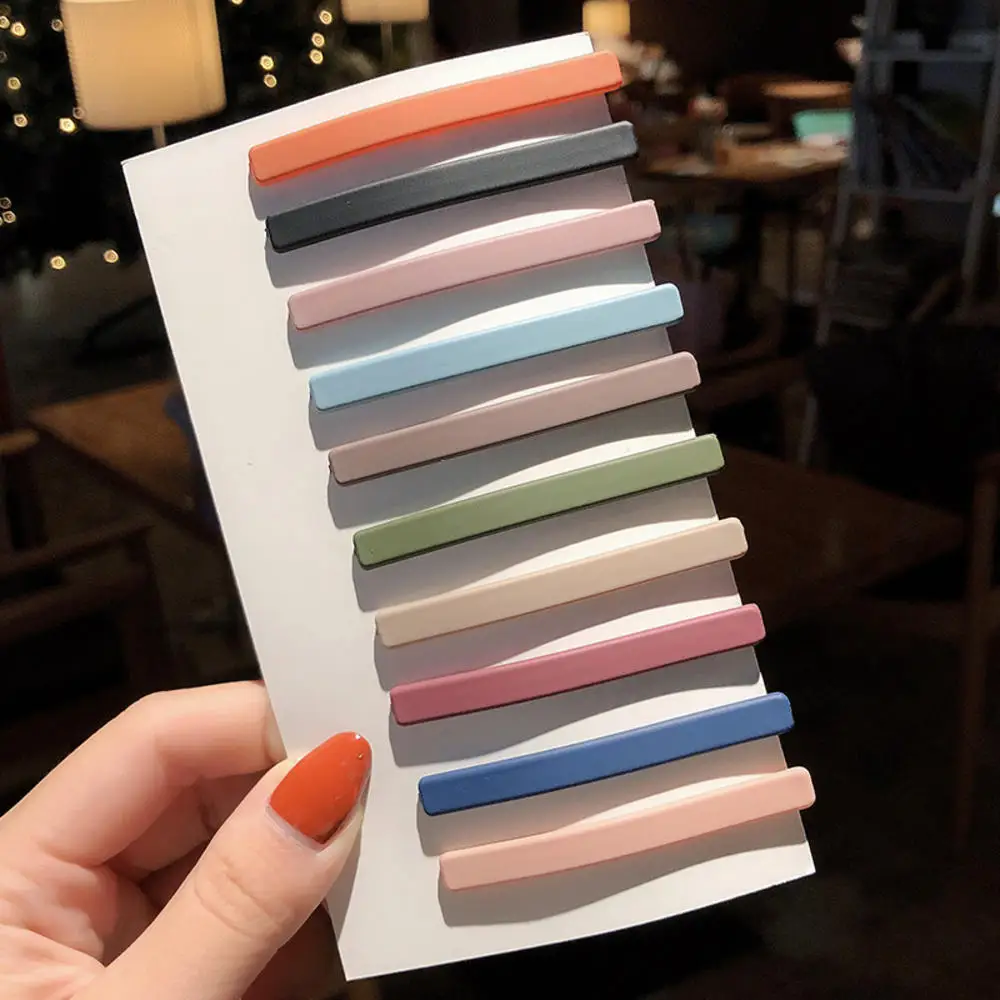 

10Pcs/set Solid Colors Hair Clips Hairpins Matte Barrettes Headbands Women Hair Accessories Fashion BB Clips Headwear Mix Color