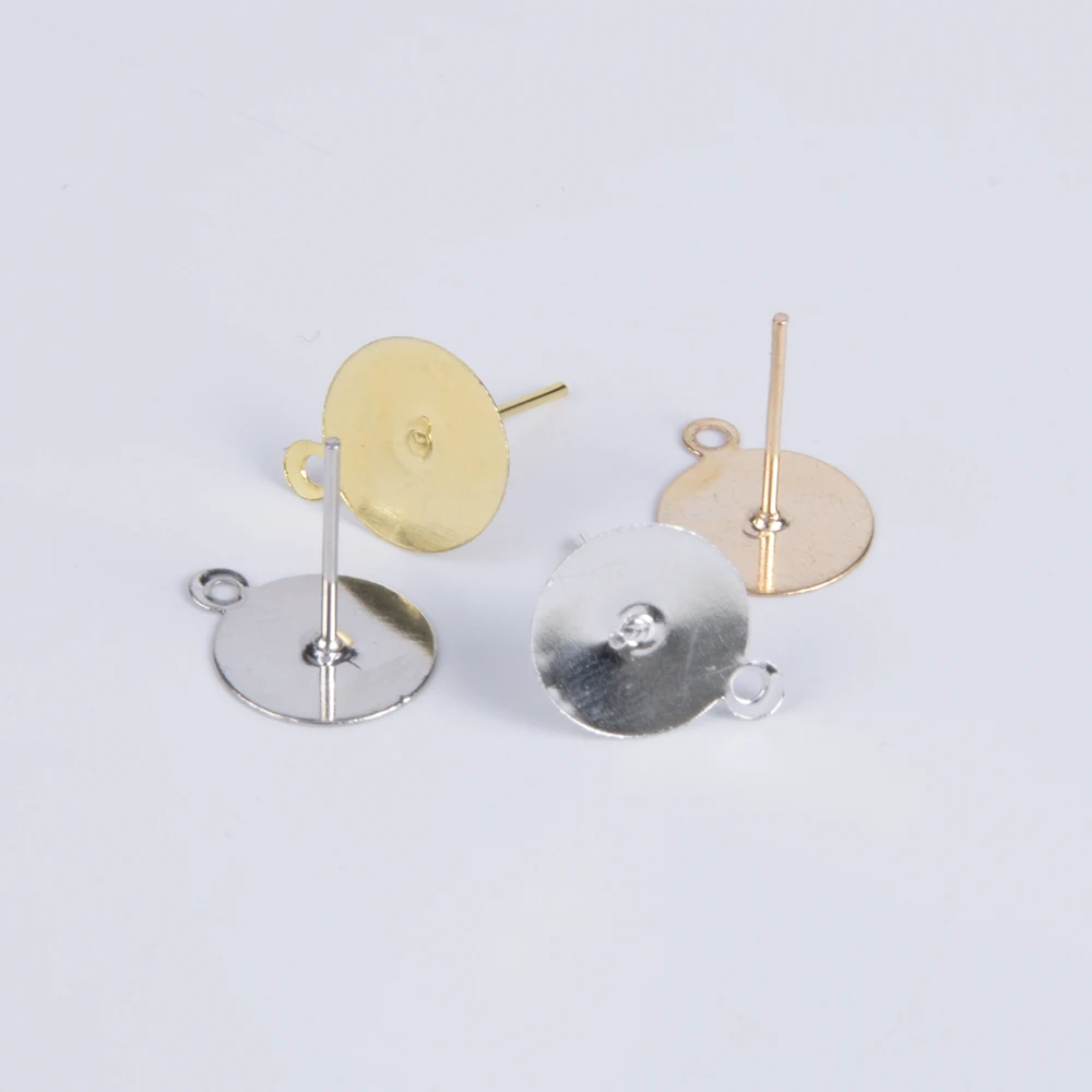 Пустая основа для сережек гвоздиков золотистая/Серебристая размером 6 8 10 12 мм