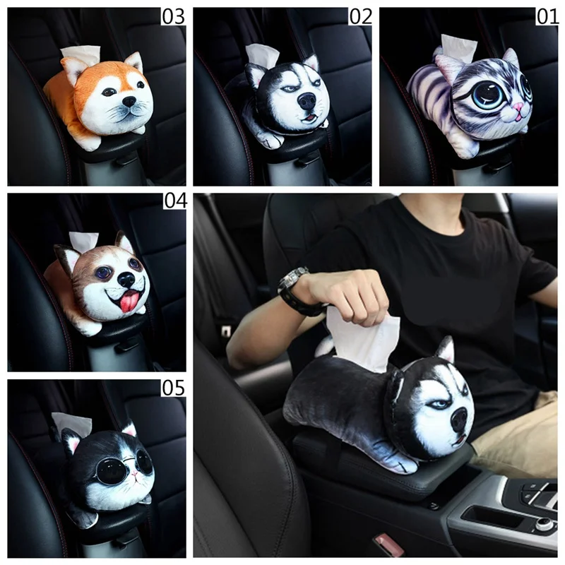 

1pcs Car Tissue Box,Plush Elasticity Universal Soft Cute Car Armrest Box Cartoon Anime Theme Armrest Tissue Box Car Accessories