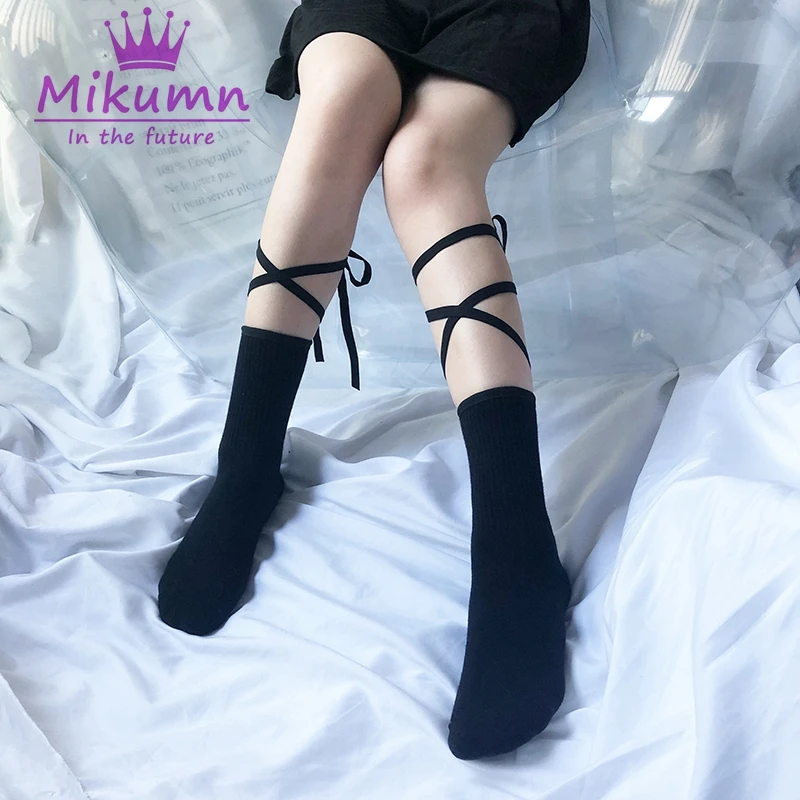 Носки женские х/б однотонные на шнуровке 6 цветов|Носки| |