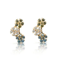 original brand delicate 925 silver vermeil gold rainbow multicolored triple daisy stud earring