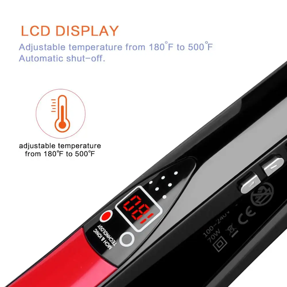 Выпрямитель для волос MBHAIR утюжок с титановыми пластинами и ЖК дисплеем