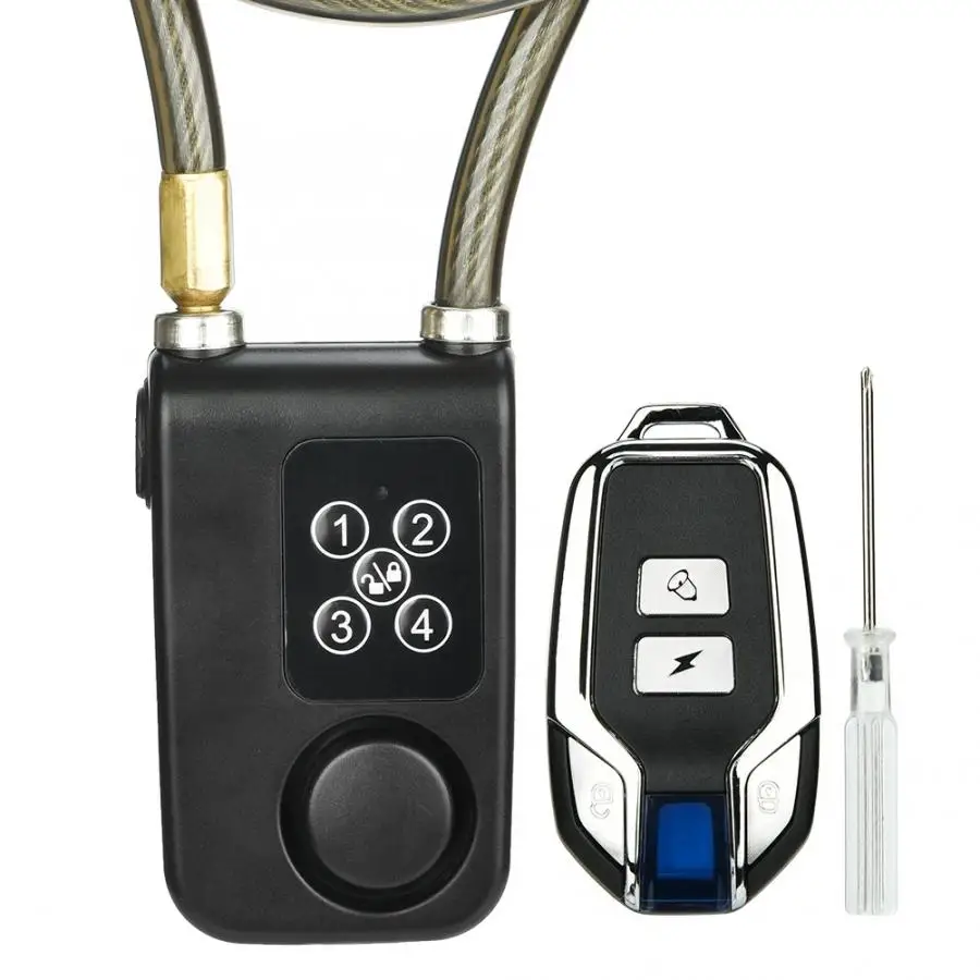 Беспроводной замок с сигнализацией со стальным тросом и паролем для