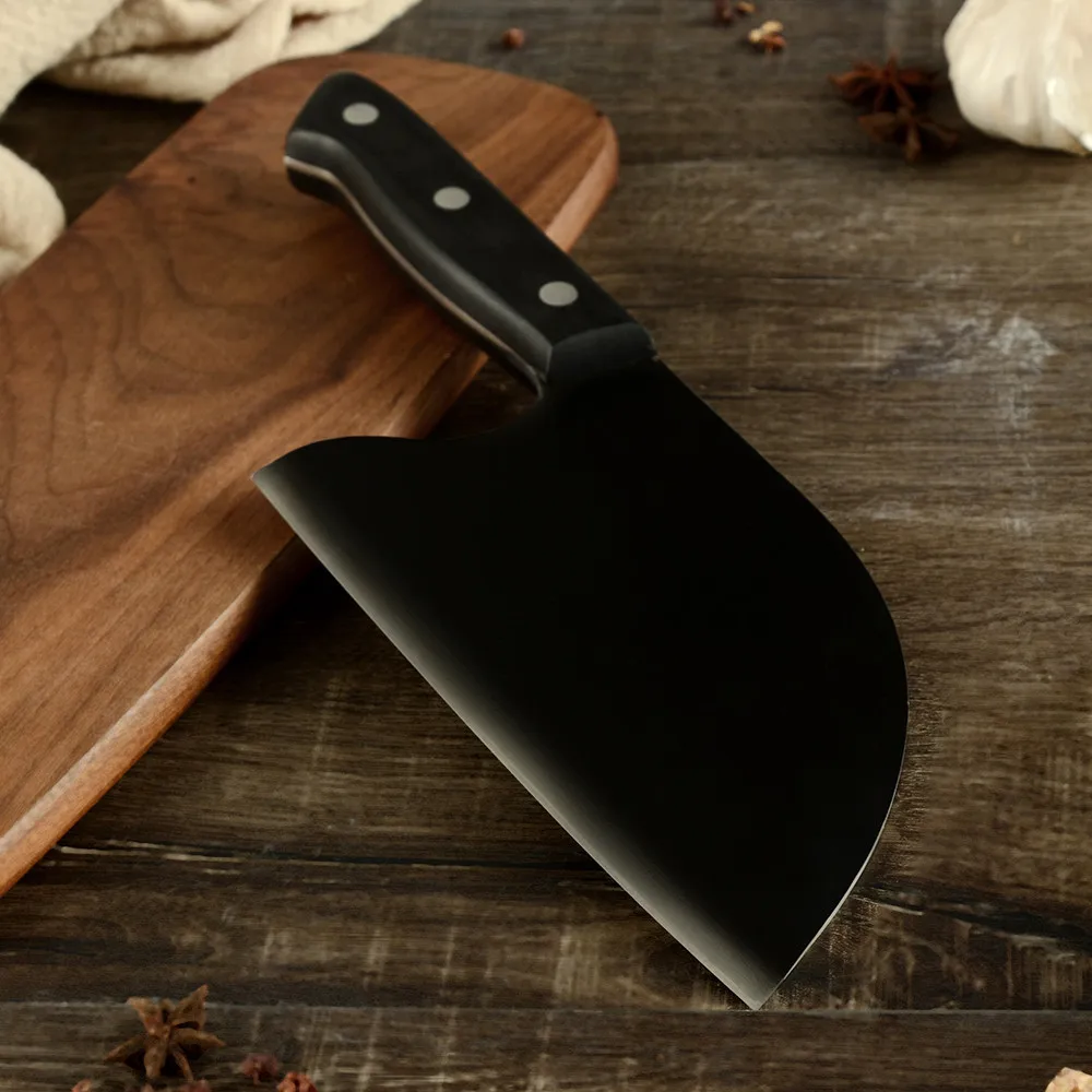 Поварской нож XYj из нержавеющей стали практичный кухонный резец черного цвета с