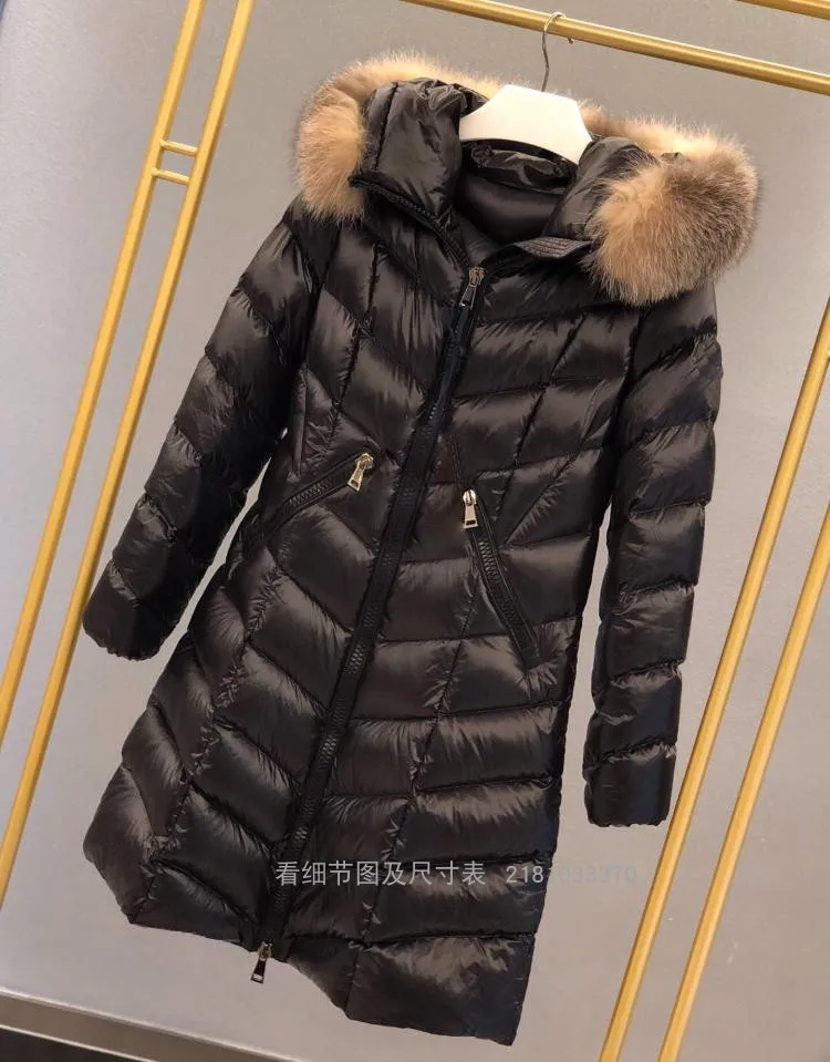 

New white duck down long down jacket whom 2020 fashion thickening waist cultivate morality over the knee teamed in winter