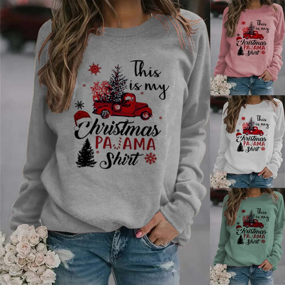 

Merry Christmas Printed Women Sweatshirts Casual Hoodies Long Sleeve Pullover Hoody Streetwear Shirts Outwear Outwear Party