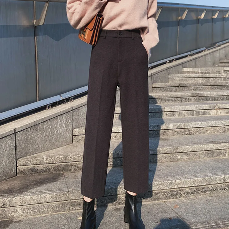 

Брюки женские, мешковатые, черные, с высокой талией, в Корейском стиле, на осень, 2020