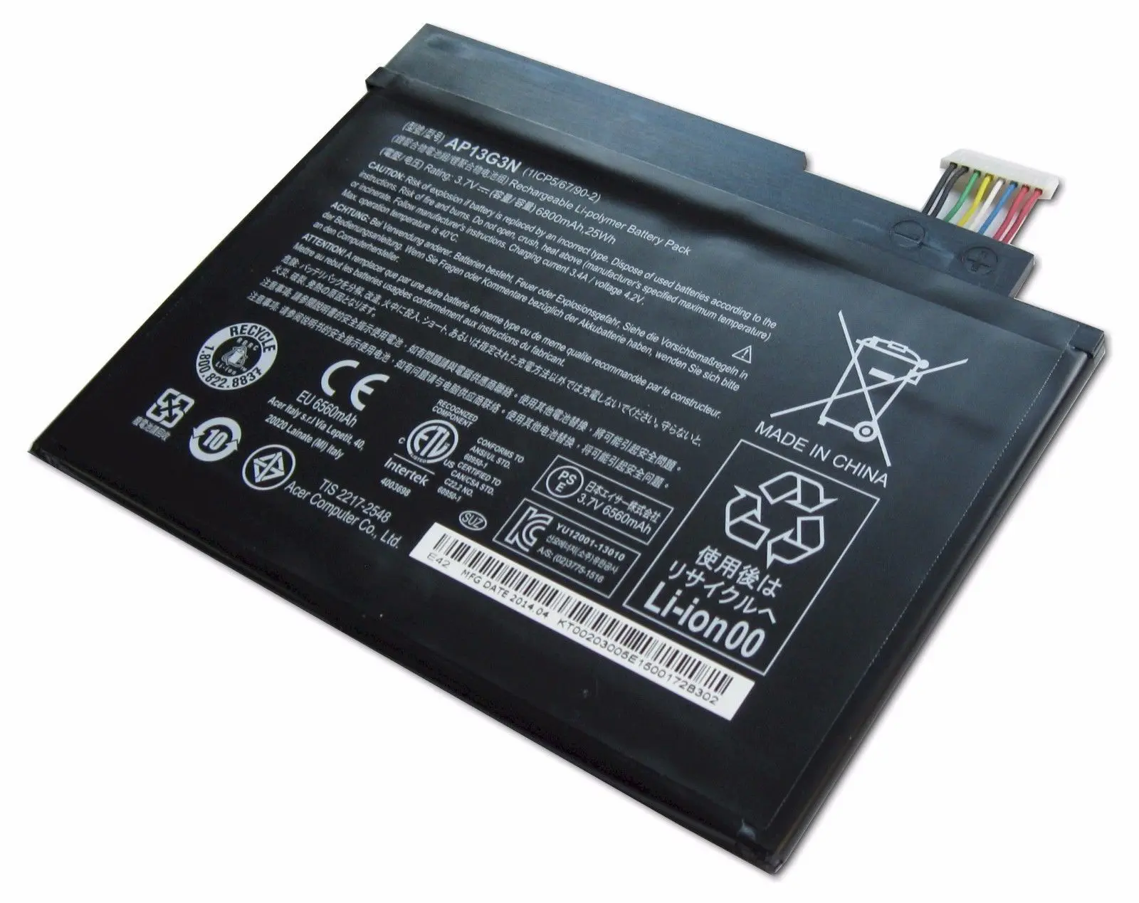 

Free Shipping 3.7V 25Wh 6800mAh Original Laptop Battery AP13G3N For Acer Aspire Iconia W3-810 Tablet 8' Series Tablet