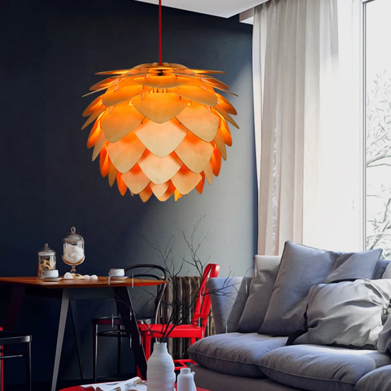 Деревянная Скандинавская декоративная лампа столовая кафе гостиная спальня