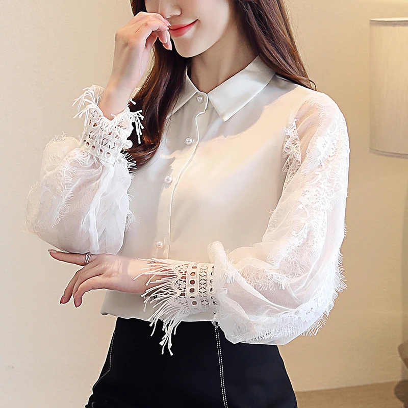 Корейские модные женские блузки женская шифоновая блуза рубашка Элегантная