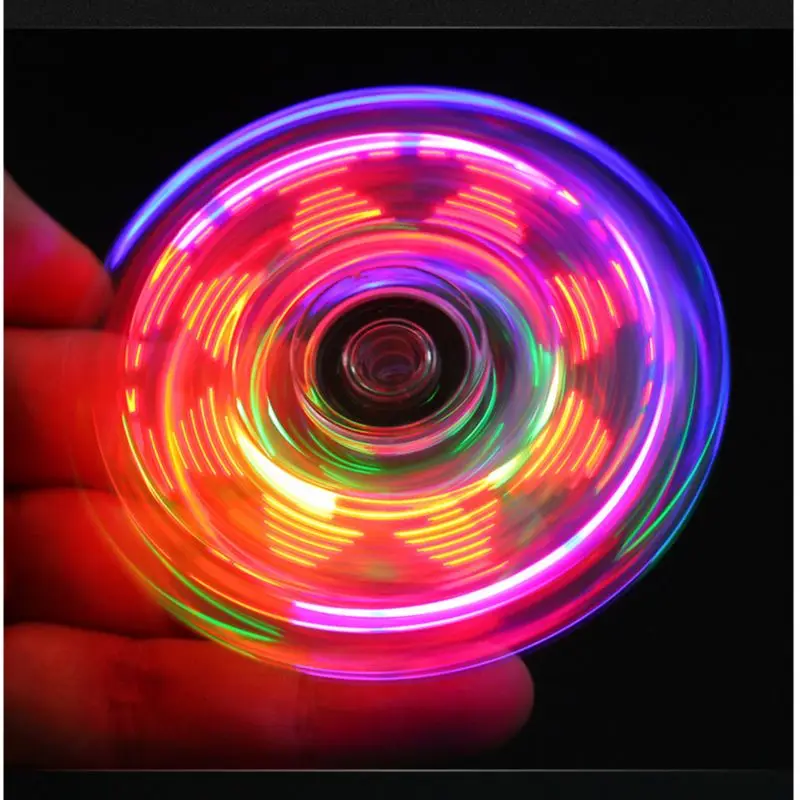 

Fidget Toys LED Fingertip Gyro Transparent Colorful Decompression Light Fidget Spinner Hand Top Spinners Glow In Dark Kids Toys