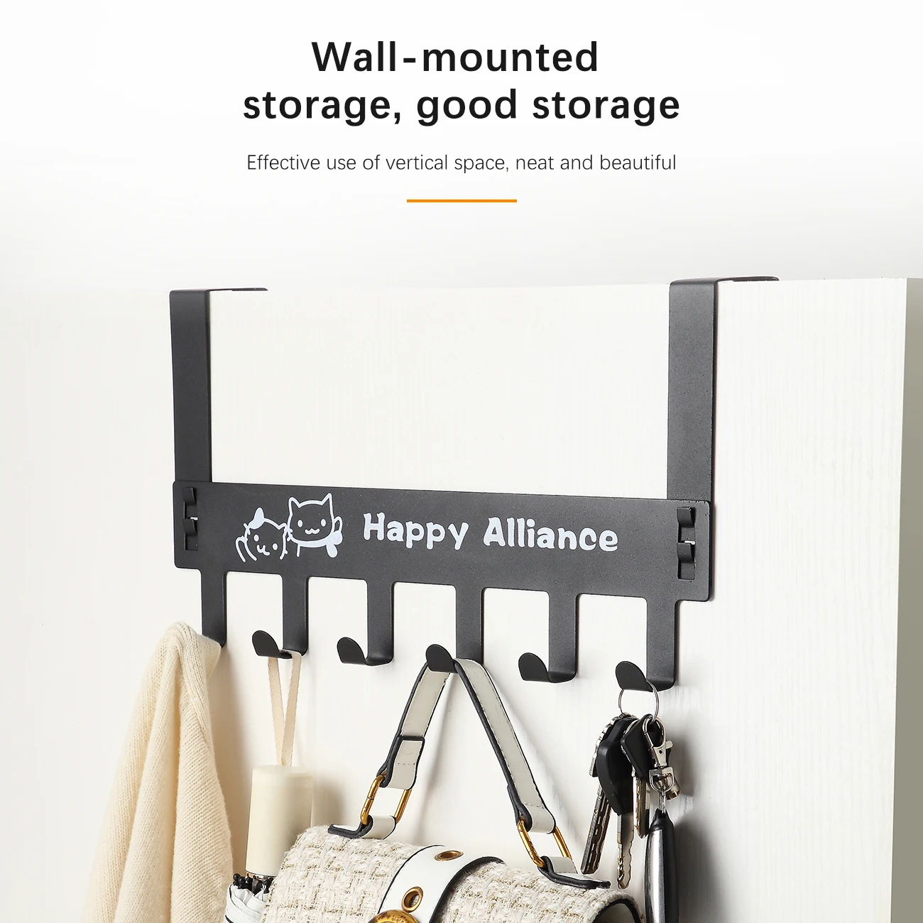 

Metal Door Hook Free Punching Clothes Hanger Wall-Mounted Nail Free Coat Hook Creative Key Bag Sticky Hooks