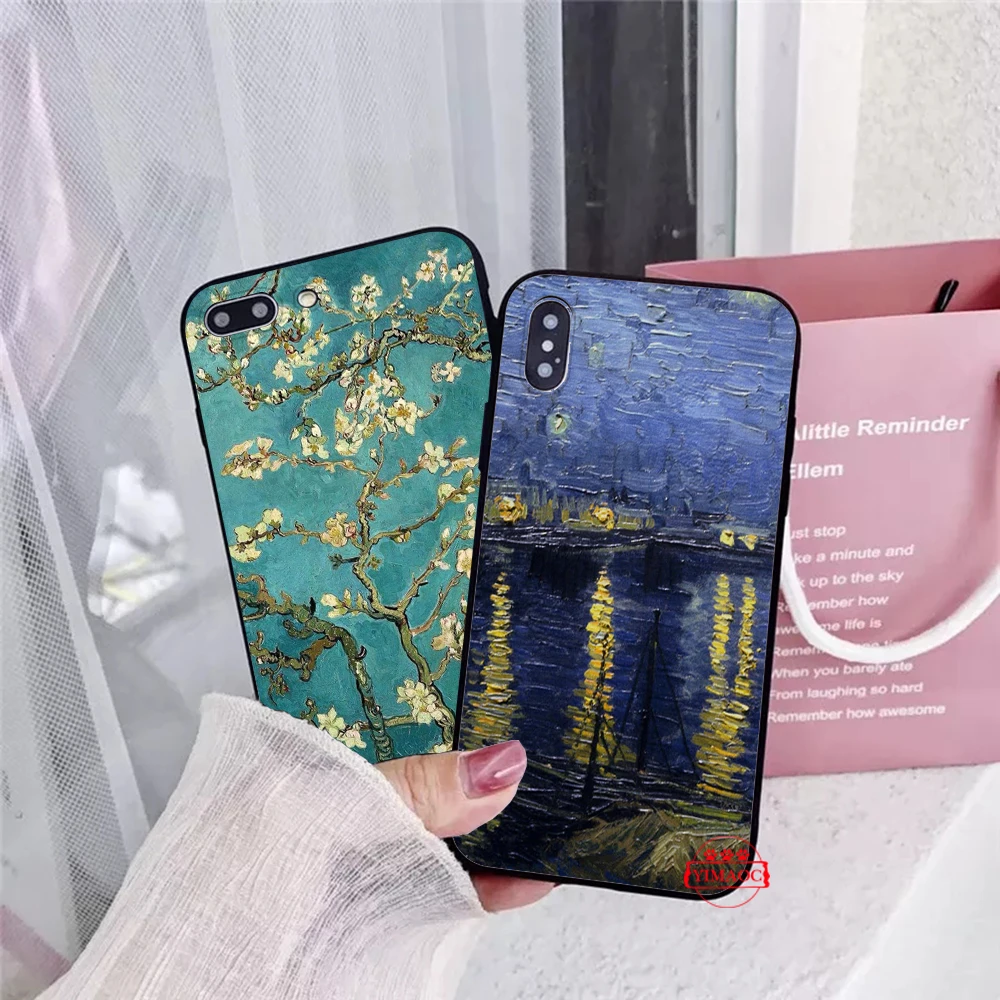 Van Gogh Oil Painting Silicone Soft Case for iPhone 5 5S 6 6S 7 8 11 Pro Plus X XR XS Max |