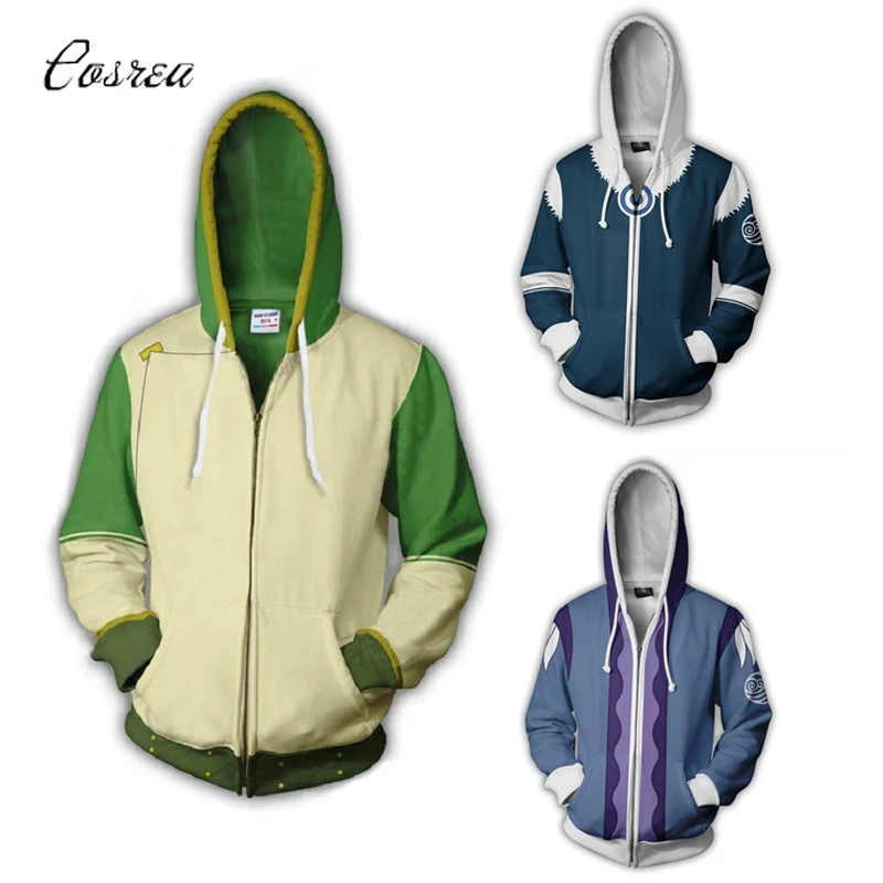 

Аватар: Последний Костюм для косплея Airbender Aang Katara Sokka толстовки на молнии свитшот с капюшоном пуловер пальто куртки для мужчин и женщин