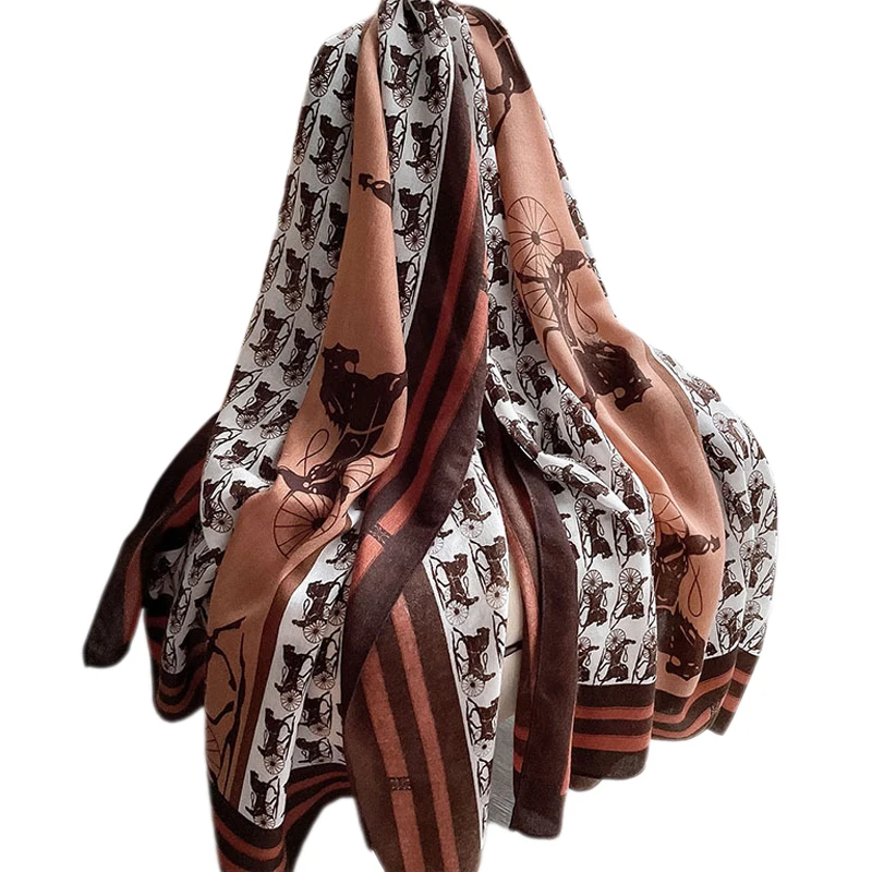 

Send Free Buckle Designer Scarf Women Luxury Carriage Cotton and Linen Scarf Travel Sunscreen Shawl Hijab Pareo Beach Bandanas