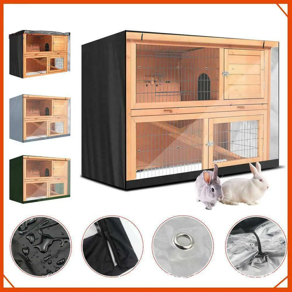 

Double Pet Rabbit Cage Dust Cover Breathable Waterproof Sunscreen Storage Box Waterproof 210D Oxford Cloth Bunny Hutch Covers