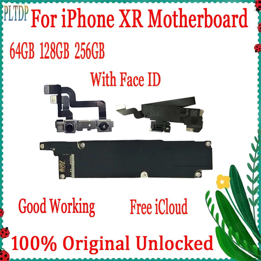 64GB 128GB 256GB Support update & 4G LTE For iphone XR Motherboard No icloud 100% Original Unlocked With/No Face ID  Logic board