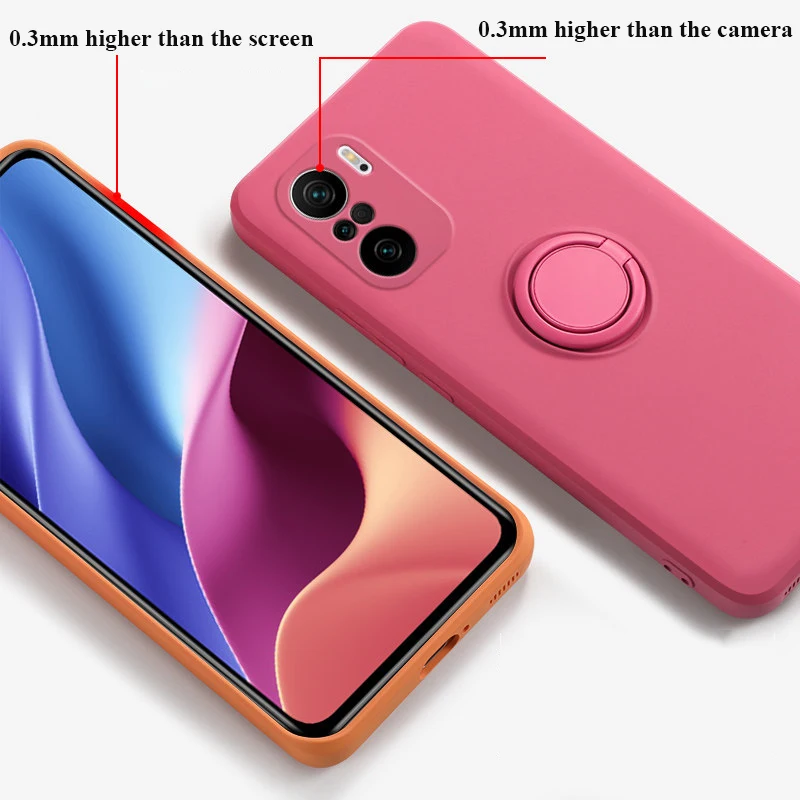 For Xiaomi Poco M5S  M5 M4 5G Case Liquid Silicone Finger Ring Holder Lanyard Soft Cover Phone Case For Xiaomi 11 Lite Fundas