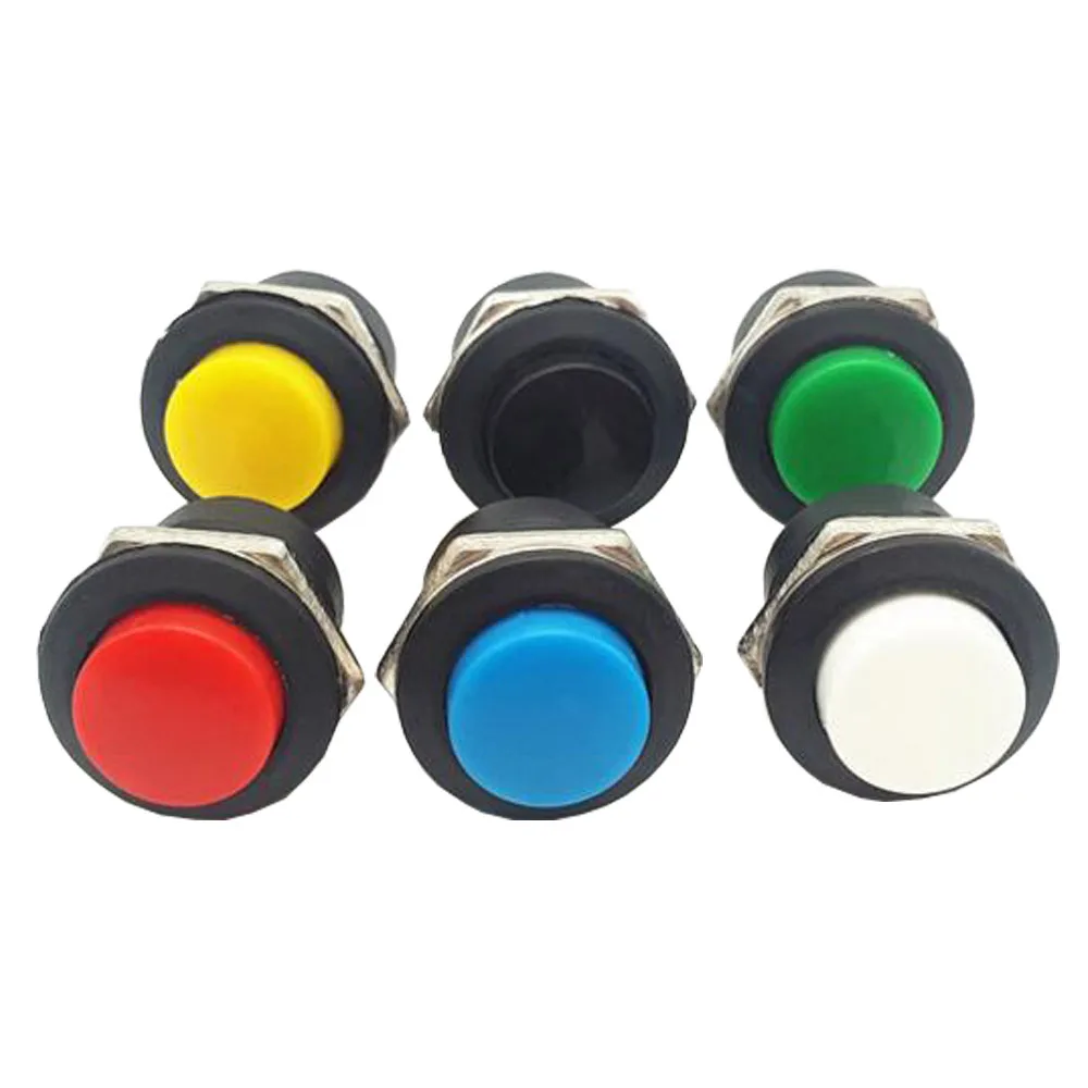 1 шт., встроенный кнопочный переключатель SPST без красного, черного, белого, желтого, зеленого, синего цветов, 6 цветов