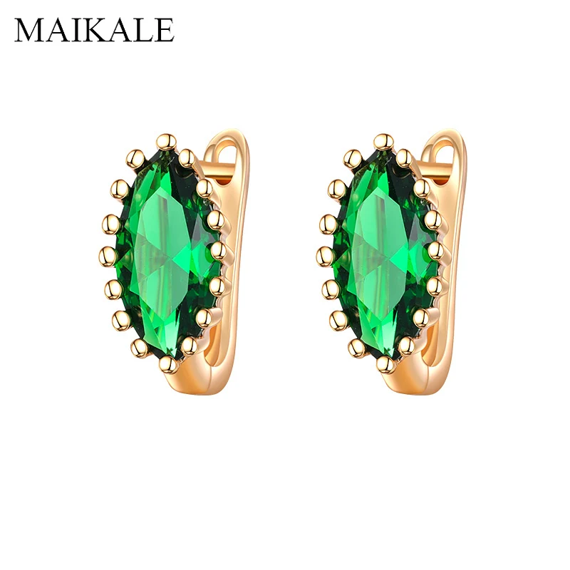 

MAIKALE Classic Design MultiColor Zirconia Stud Earrings for Women Jewelry Red Blue Black Green Eye Small Earrings Wedding Party