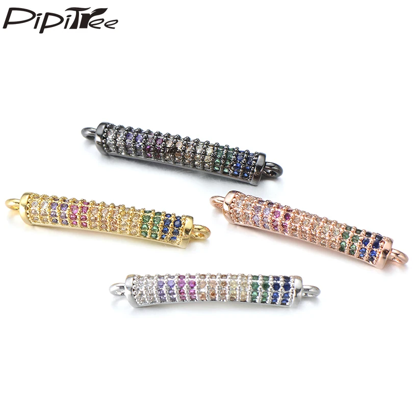 Pipitree Радужный кубический цирконий камень Геометрическая длинная трубка шармы