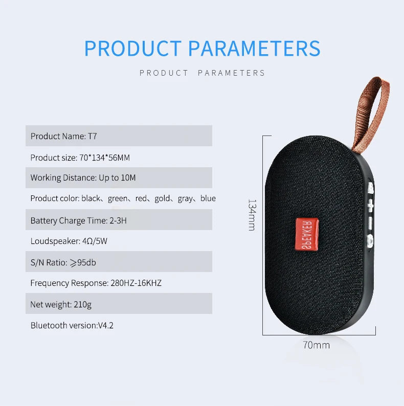 T7 Мини Bluetooth динамик Портативный беспроводной громкий динамик звуковая система 3D стерео музыка объемный открытый динамик Поддержка FM TFCard