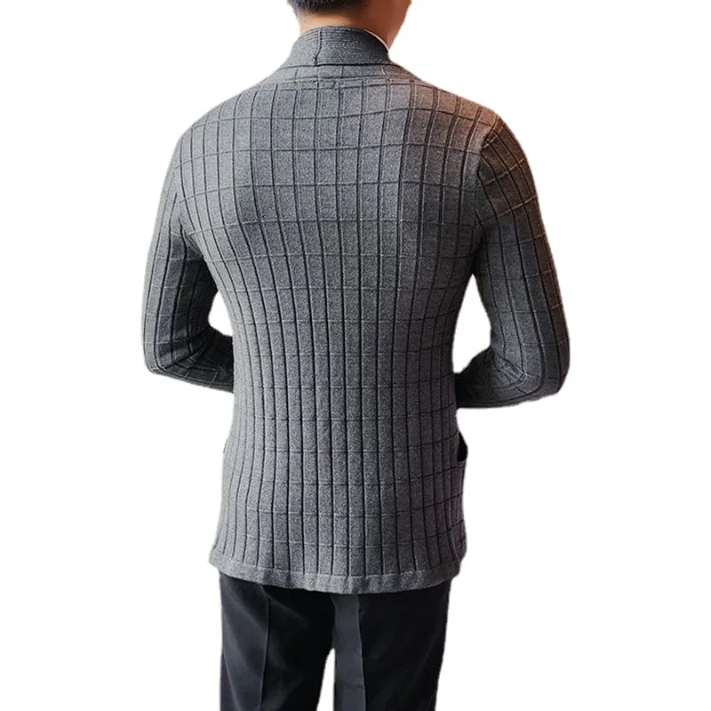 Мужской кардиган в клетку черный/серый однотонный Повседневный свитер