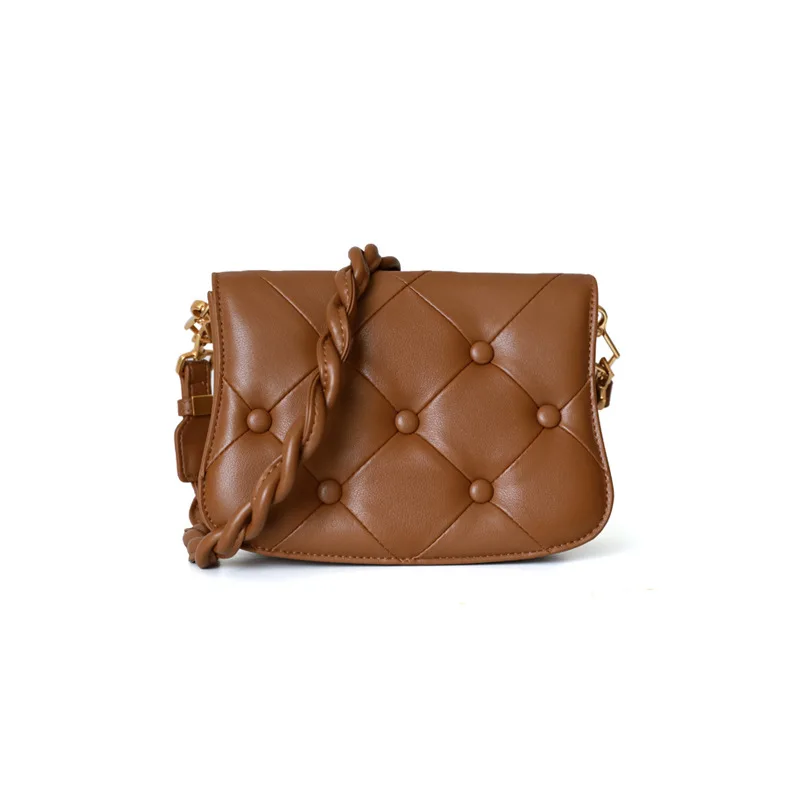 Новинка 2020 роскошная сумка - седло из натуральной кожи на кнопках с плетеными