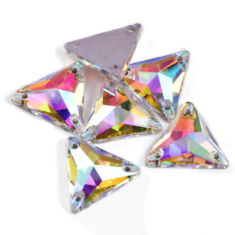 Трехугольный белый камень стекло стразы для шитья лучшие стеклянные с плоским