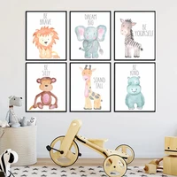 creative cute cartoon canvas painting animal posters and prints art print mural pictures childrens room home wall decoration