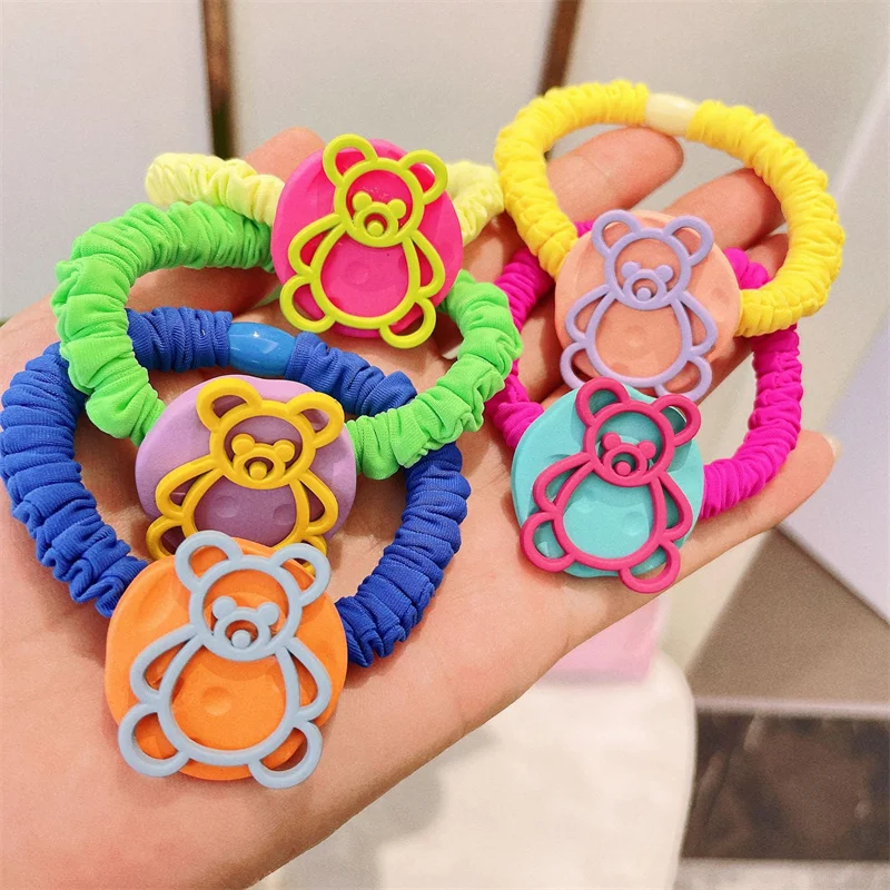 

Women Hair Tie Elastic Rubber Band Colored Metal Hollow Bear Scrunchies Head Accessories Handmade Wholesale