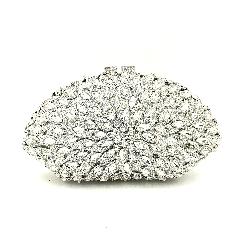 

XIYUAN Gold Silver Green Bling Floral Women Prom Evening Bag And Clutches Wedding Party Flower Clutch Purses Rhinestone Handbags