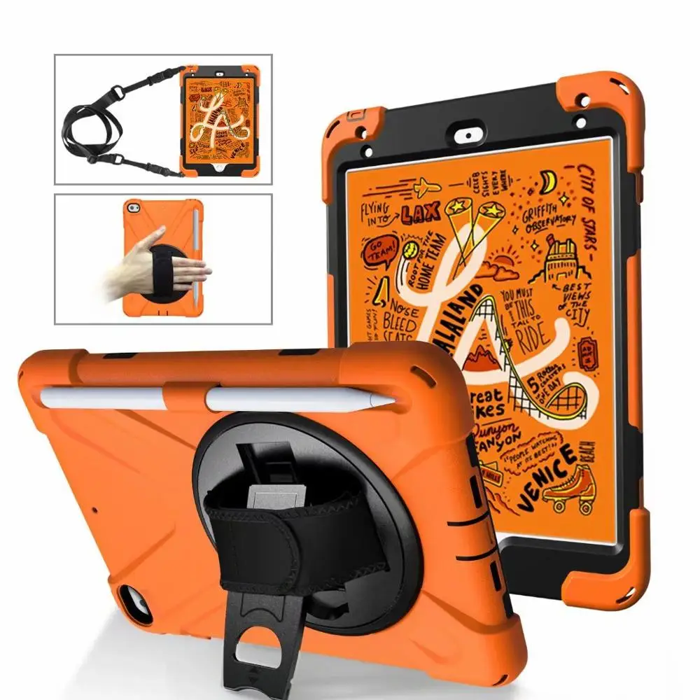 360 Rotating Heavy Duty Rugged Shockproof Case For Ipad Mini 4 5 7.9" 2019 Tablet protect Cover With Pencil Holder+Straps+pen |