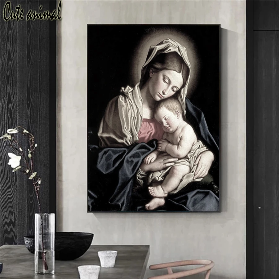 Картина из страз Дева Мария и малыш с Иисусом | Дом сад